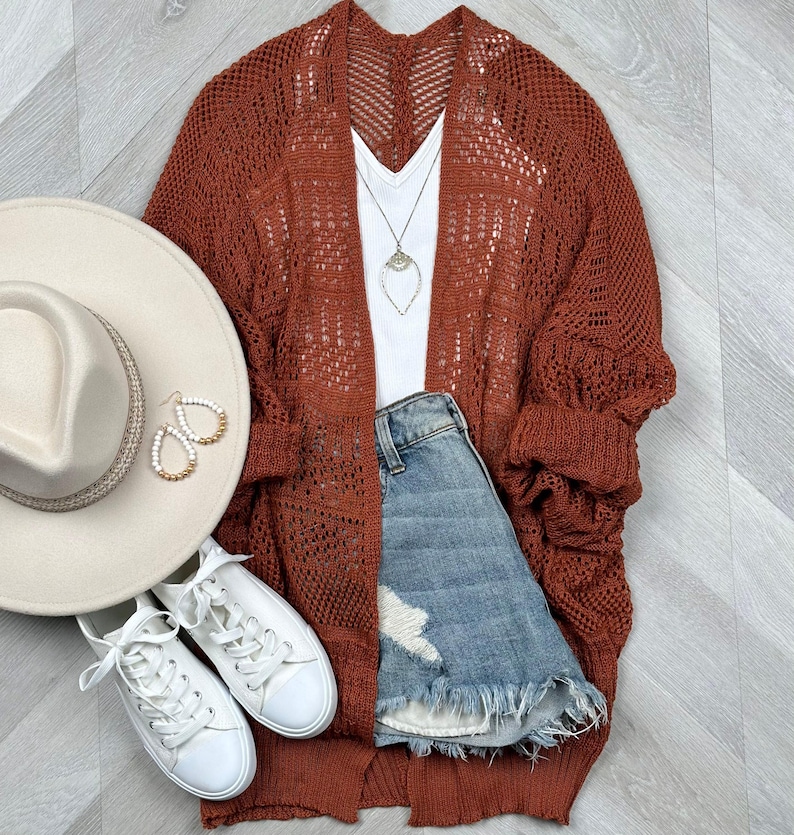 Crochet Bohemian Netted Cardigan Lightweight comfy oversize cardigan image 8