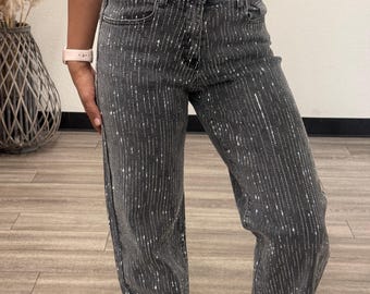 Alina Sparkle High Waisted Rhinestone Jeans