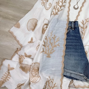 Boho Seashell Kimono Beach Cover Up – Embroidered Summer Cardigan, Resort Wear, Tropical Vacation Outfit image 13