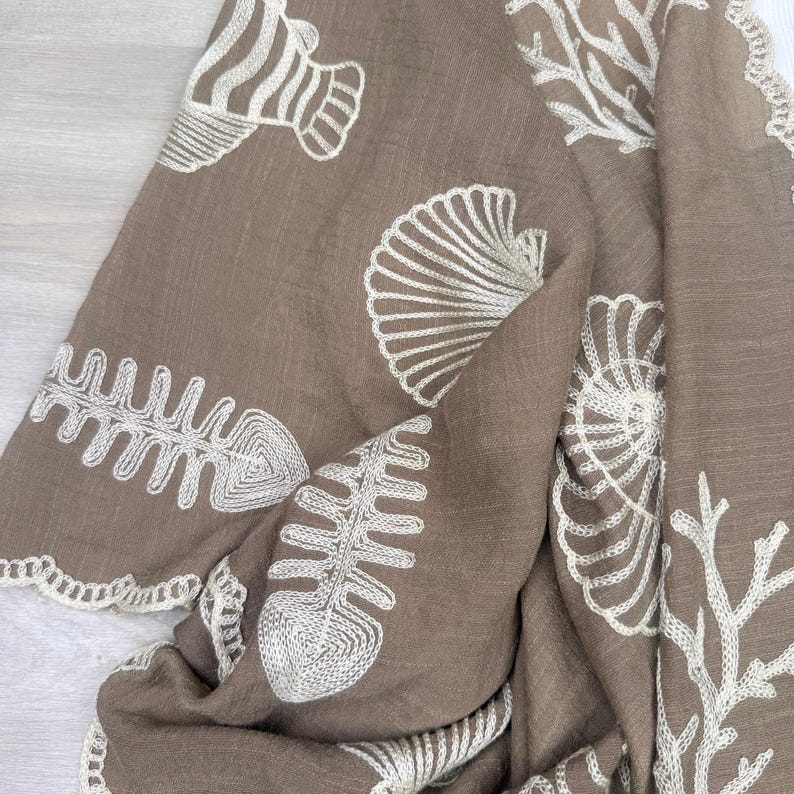 Boho Seashell Kimono Beach Cover Up – Embroidered Summer Cardigan, Resort Wear, Tropical Vacation Outfit image 5