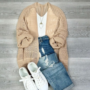 Crochet Bohemian Netted Cardigan Lightweight comfy oversize cardigan blush