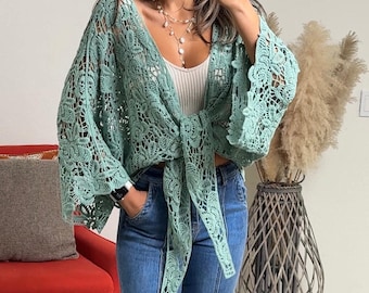 Layla Embroidered  Floral Kimono Wrap