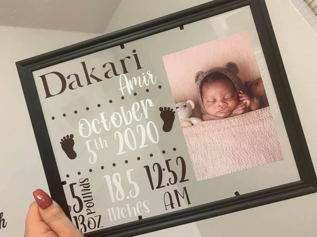 Baby Frame, Picture Frame, Custom Frame, Baby Stats, Home Decor - Etsy