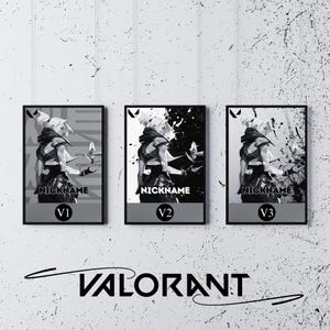 Jett, Custom and Personalized Valorant Agent Poster, Gaming Room Decor, Black and White Style, Printable Wall Art, Digital Download