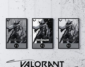 Omen, Custom and Personalized Valorant Agent Poster, Gaming Room Decor, Black and White Style, Printable Wall Art, Digital Download