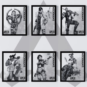 Leiding, crypto, zekering, Gibraltar, horizon, reddingslijn, aangepaste en gepersonaliseerde Apex Legends-poster, gamekamerdecor, afdrukbare muurkunst