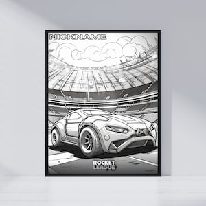Aangepaste en gepersonaliseerde Rocket League-gameposter, gamingkamerdecor, zwart-witstijl, afdrukbare muurkunst, digitale download