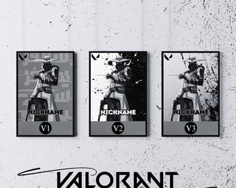 Cypher, Custom and Personalized Valorant Agent Poster, Gaming Room Decor, Black and White Style, Printable Wall Art, Digital Download