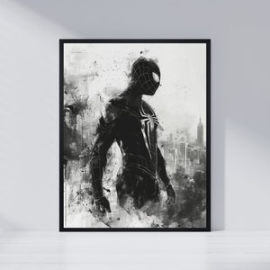 Spider-Man Poster: Black and White Movie Room Decor (Digital Download)