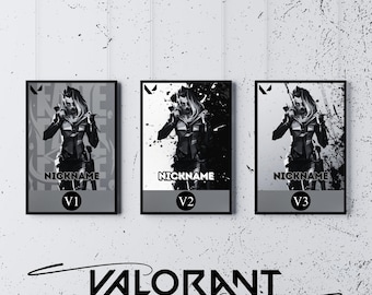 Custom Valorant Fade Poster: Black and White Gaming Room Decor (Digital Download)