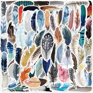 Esthétique belle plume colorée autocollants pour ordinateur portable Skateboard Album Journal Scrapbooking Stickers décoration
