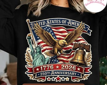 Patriotic Americans 250th Anniversary PNG Design, USA 1776 2026 Sublimation Graphics, United States Birthday Art, Eagle Liberty July 4th