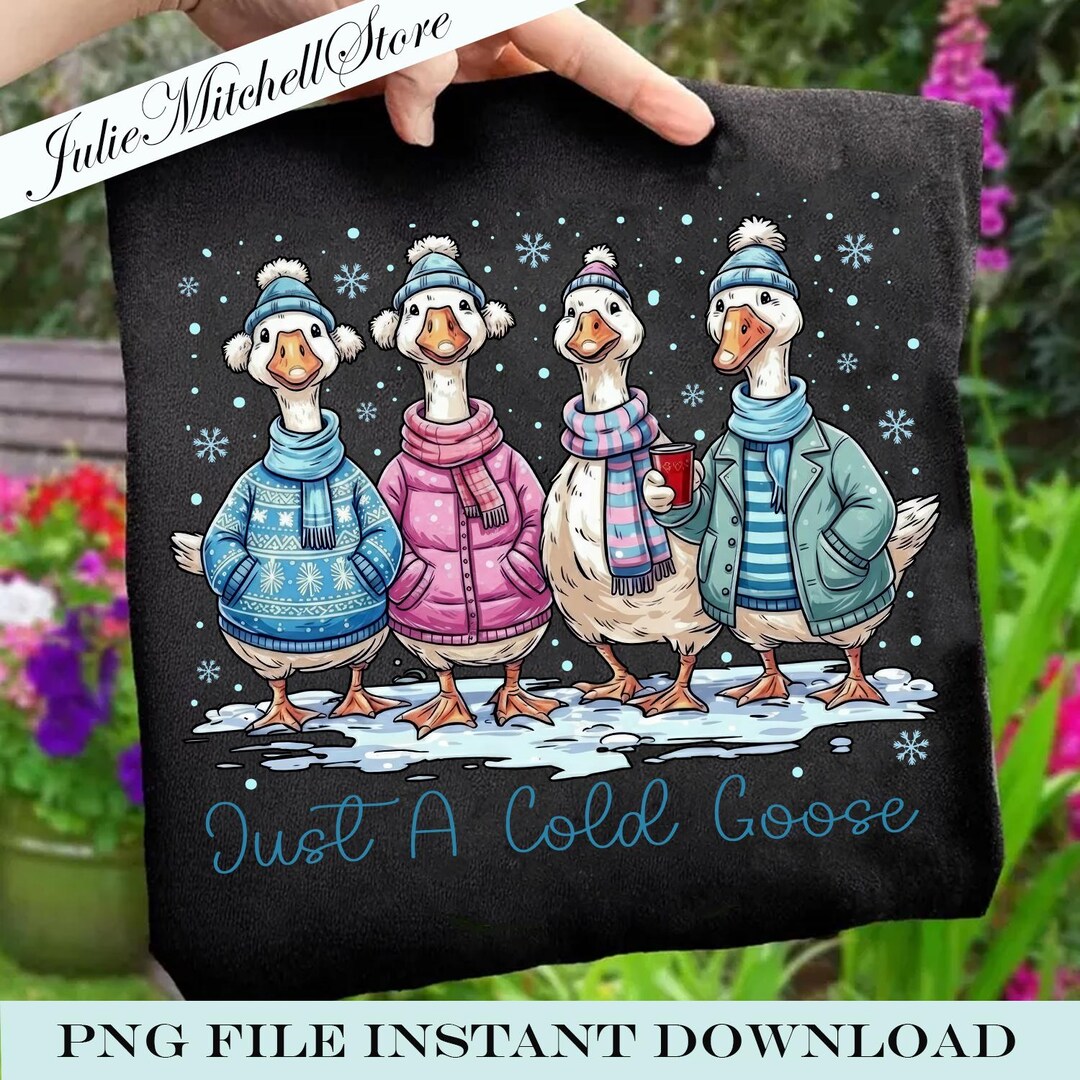 Retro Just A Cold Goose Christmas Png, Retro Christmas Goose Png, Funny ...