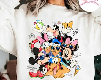 PNG de verão da Disney, desenho animado "Melhor Dia de Todos" de 2026, PNG de verão de 2026 do Mickey, vibrações de praia de verão, PNG de Minnie Mouse, Margarida e Melhores Amigas com Laço Coquette
