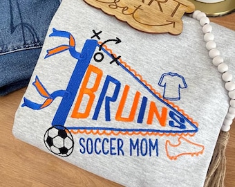 Embroidered Soccer Hoodie | Pennant Flag Hoodie | Spring Hoodie | Soccer Sweatshirt | Patchwork Crewneck | Custom Soccer Hoodie | Soccer Mom