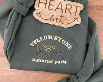 Embroidered Yellowstone Sweatshirt | National Park Crewneck | Hiking & Camping Pullover | Cozy Outdoor Adventure Shirt | Yellowstone Gift