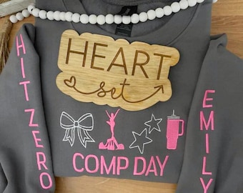 Personalized Embroidered Cheer Mom Sweatshirt | Custom Team Crewneck | Cheer Mom Bow Shirt | with Kids Name on Sleeve | Cheerleading Shirt