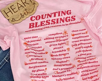 Count your blessings tshirt| Thankfull Tshirt | List of blessings Tshirt | Grateful Shirt | Summer Tshirt | Beach shirt | Christian Tshirt