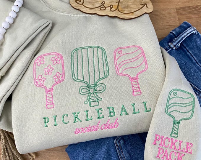 Personalized Embroidered Picklebal Sweatshirt | Custom pickleball | Custom Name Shirt | Pickleball Team | Custom Embroidered Team Sweatshirt