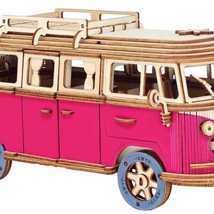 Wooden Camp Car DIY 3D Puzzle Model  Gifts Hand Craft Self Assembly wood Decoration