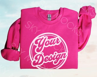 Heliconia Gildan 18000 Sweatshirt, Gildan 18000 Heliconia Sweatshirt Mockup, Heliconia Crewneck, Gildan 1800, Sky Background Mockup