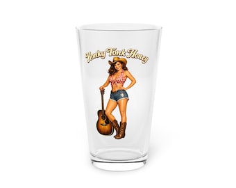 Honky Tonk Honig Pint Glas, Retro Cowgirl Gitarren Trinkgefäß, Country Musik Bar Geschenk