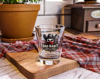 Bicchiere da shot Bad Habit Outfitters con logo Skull Cowboy / 45 ml