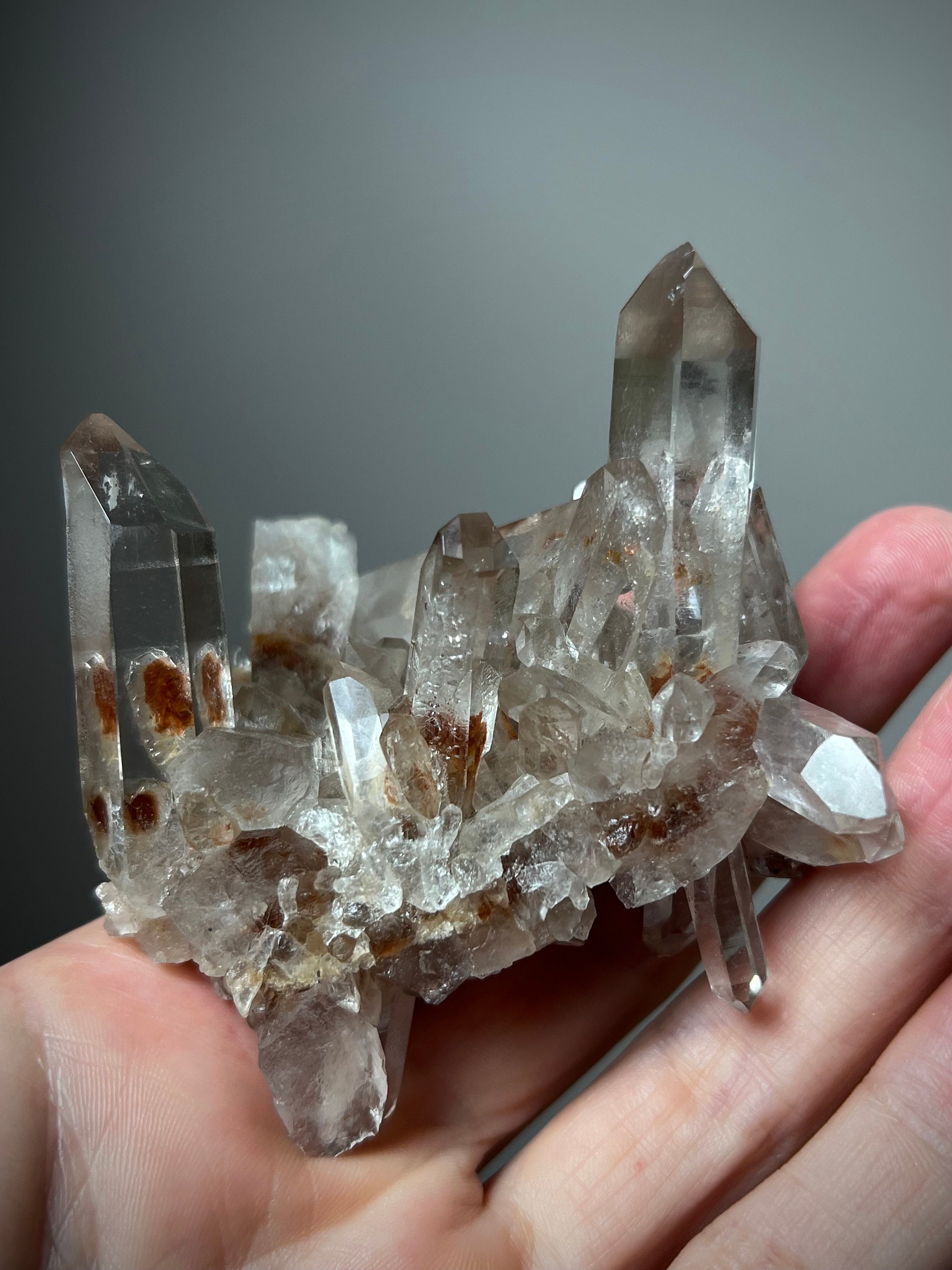 画材 Iron Quartz Genuine Natural iron oxide included quartz crystal | eBay