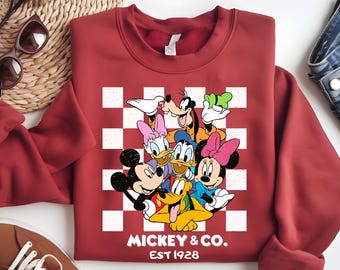 Mickey & Co 1928 Sweatshirt, Vintage Mickey and Friends Crewneck Sweat, Disneyworld Hoodie, Disney Family Gift