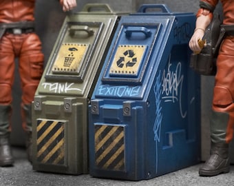 Contenedores de basura de ciencia ficción a escala 1:18 de District 03 / Accesorio iluminado para Acid Rain World / Joytoy / TVC / Construcción de mundos