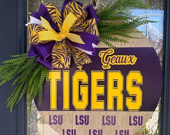 LSU Tigers door hanger/LSU wreath