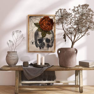 vintage romantic skull print