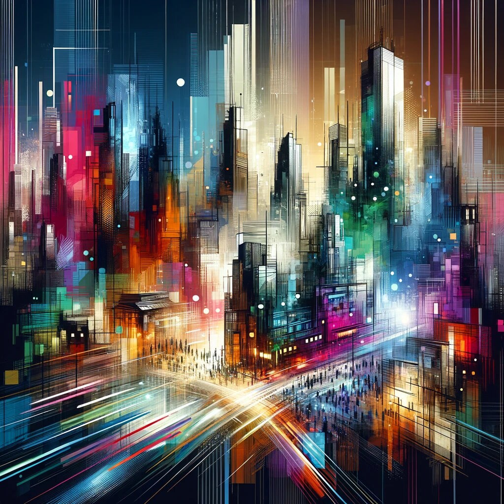 Abstract Digital Scape Abstract Art Generated With AI - Art of A Forest, Urban City, Galaxy ...