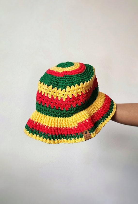 Crochet Ethiopian Flag Bucket Hat| Rasta Style Bucket Hat