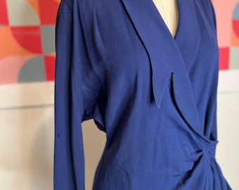 Authentic Thierry Mugler Royal Blue Draped Wrap Dress — Vintage / Designer Collectible