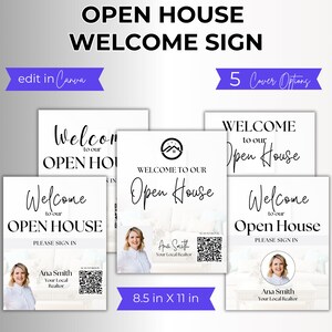 Modèle Canva de plaque de bienvenue portes ouvertes pour agent immobilier