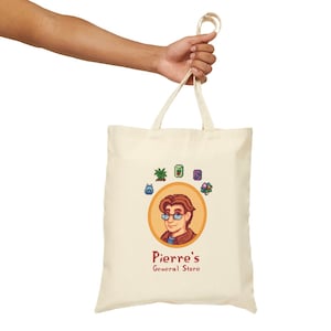 Stardew Valley Pierre&#39;s General Store Cotton Canvas Tote -- Gamer Tote. Gamer Girl Tote. Gaming Gift. Comfy Gamer Tote. Stardew Tote.
