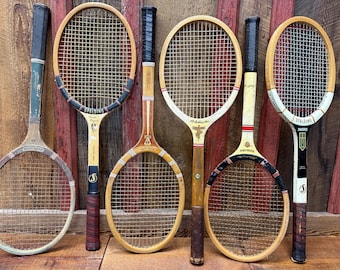 Vintage Spalding Tennis Racquets, Collectible Sports Wall Decor
