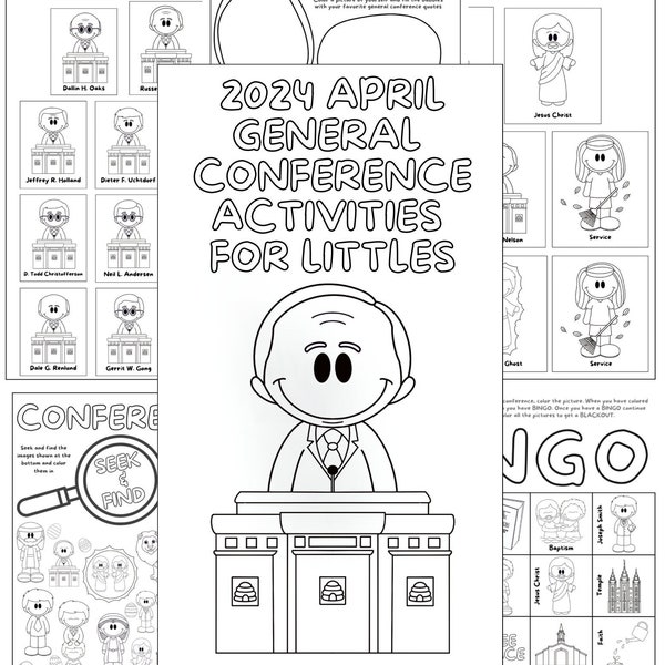 LDS General Conference Activity Packet for Littles | Digital Download | April 2024 | PDF File | Coloring Pages | BINGO | Matching