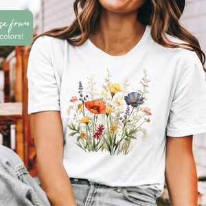 Camisas de flores, Camisa de flores silvestres, Camisa floral botánica, Camisa de flores boho, Camisa botánica, Camisa para amantes de la naturaleza, Camisas para damas, Camisa para amantes de los jardines