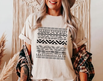 Tribal Boho Tee, Tribal Pattern t-shirt, Tribal Stripes, Boho Stripes, Vintage Tribal Shirt