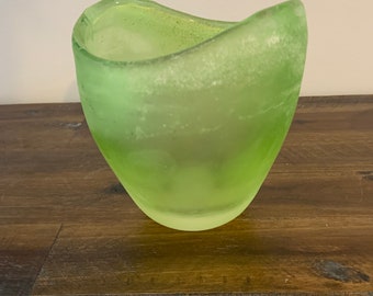 Distressed Green Abstract Glass Vase