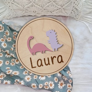 Personalised Dinosaur Name Sign, Dinosaur Door Sign, Children&#39;s Name Bedroom Sign, Baby Shower Gift, Baby Name Announcement Sign, Baby Name
