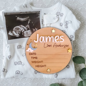 Personalized Baby Birth Stat Sign, Custom Baby Name Sign, Stars Birth Announcement Plaque, Newborn Gift, Gift For New Mom, Baby Shower Gift
