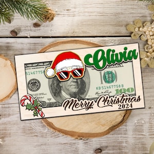 Personalized Funny Christmas Money Holder Christmas Custom Name Santa Money Card Christmas Gift 2024 Stocking Stuffer For Kids From Grandma