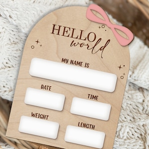 Hello World Sign, Hospital Name Announcement, Baby Shower Gift, Baby Name Sign, Birth Stats Sign, Newborn Wood Sign, Surprise Gender