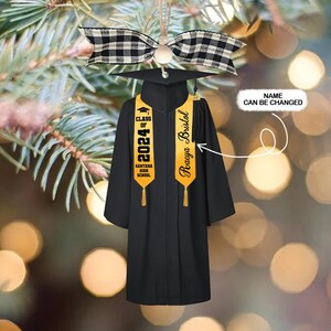 Gepersonaliseerde afstudeerornament, aangepaste schoolafstuderen ornament cadeau, afstudeerjurk ornament, 2024 college afstuderen, afstudeercadeau
