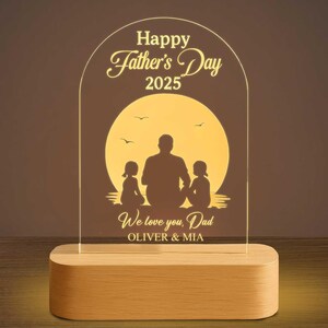 Personalized Father’s Day LED Night Light – Custom Dad & Kids Lamp – Dad's Gift from Children, Gift for Dad and Grandpa, Dad's Keepsake
