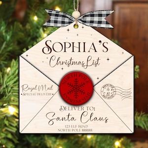 Personalisierter Brief an Santa Ornament Weihnachtsschmuck Kinderwunschliste Umschlag Ornament Nachricht an den Weihnachtsmann