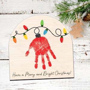 Baby First  DIY Christmas handprint sign, Christmas Hand Print art, DIY Handprint Keepsake, Kid Table Activity, Family handprint